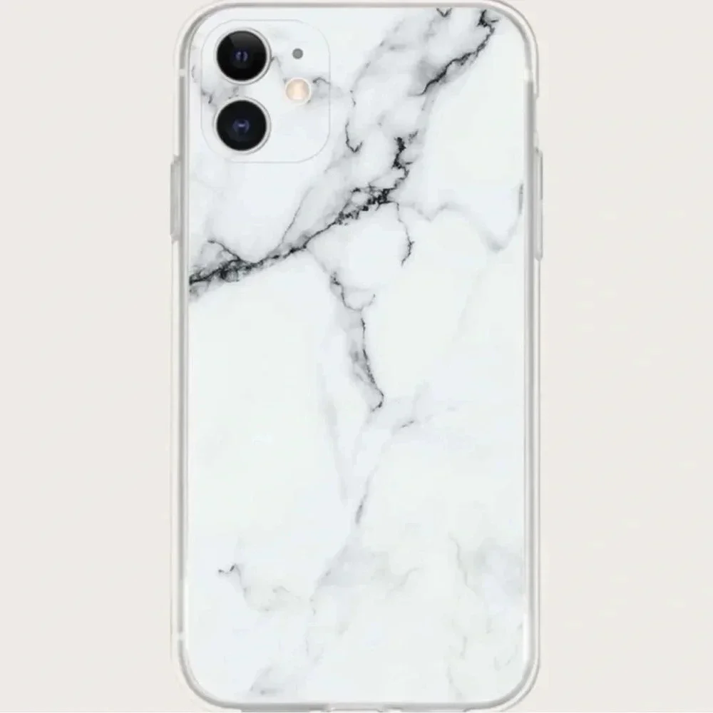 iPhone 13 White Marbled Phone Case